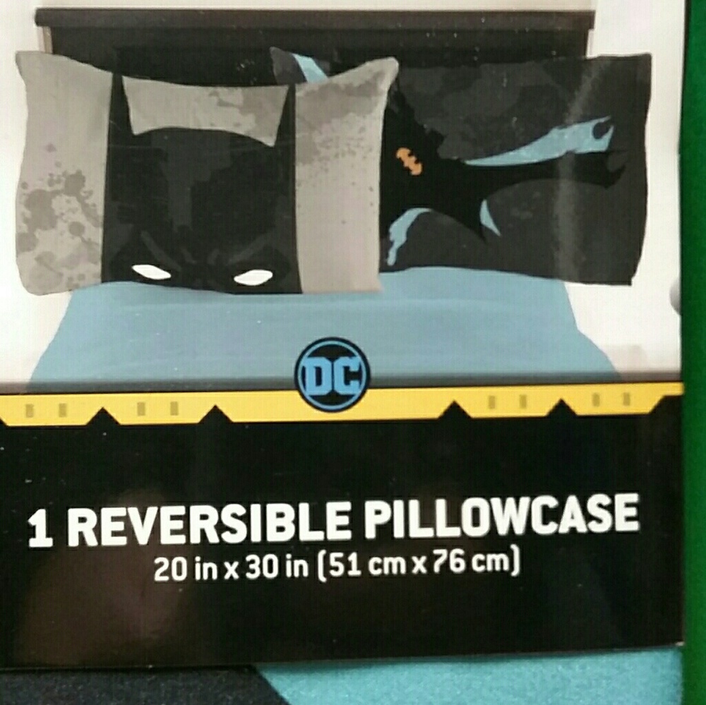 Set of 2 Reversible Batman Pillow Cases Blue Black